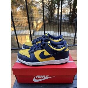 Nike Dunk Low Michigan CW1588-700 Navy/Yellow - Preschool Size 1.5Y